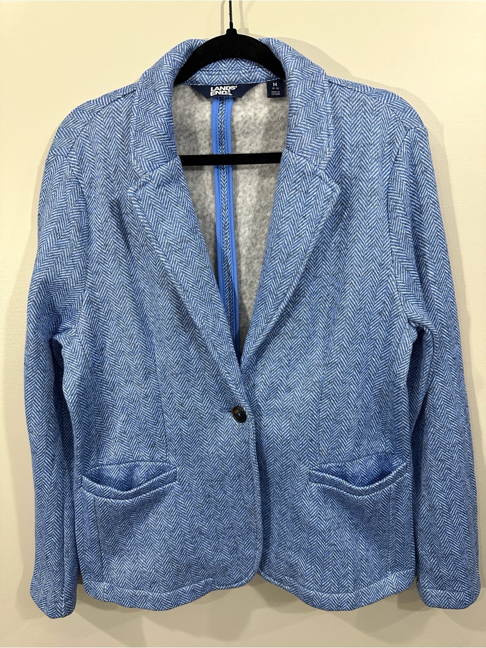 Lands' End Light Blue Herringbone Unlined Blazer, M